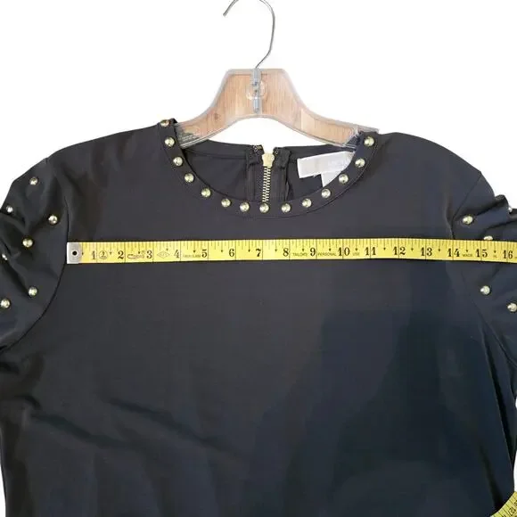 Michael Kors Forest Green Spandex Dress with Gold Studded Embellishments Size L - Picture 7 of 10